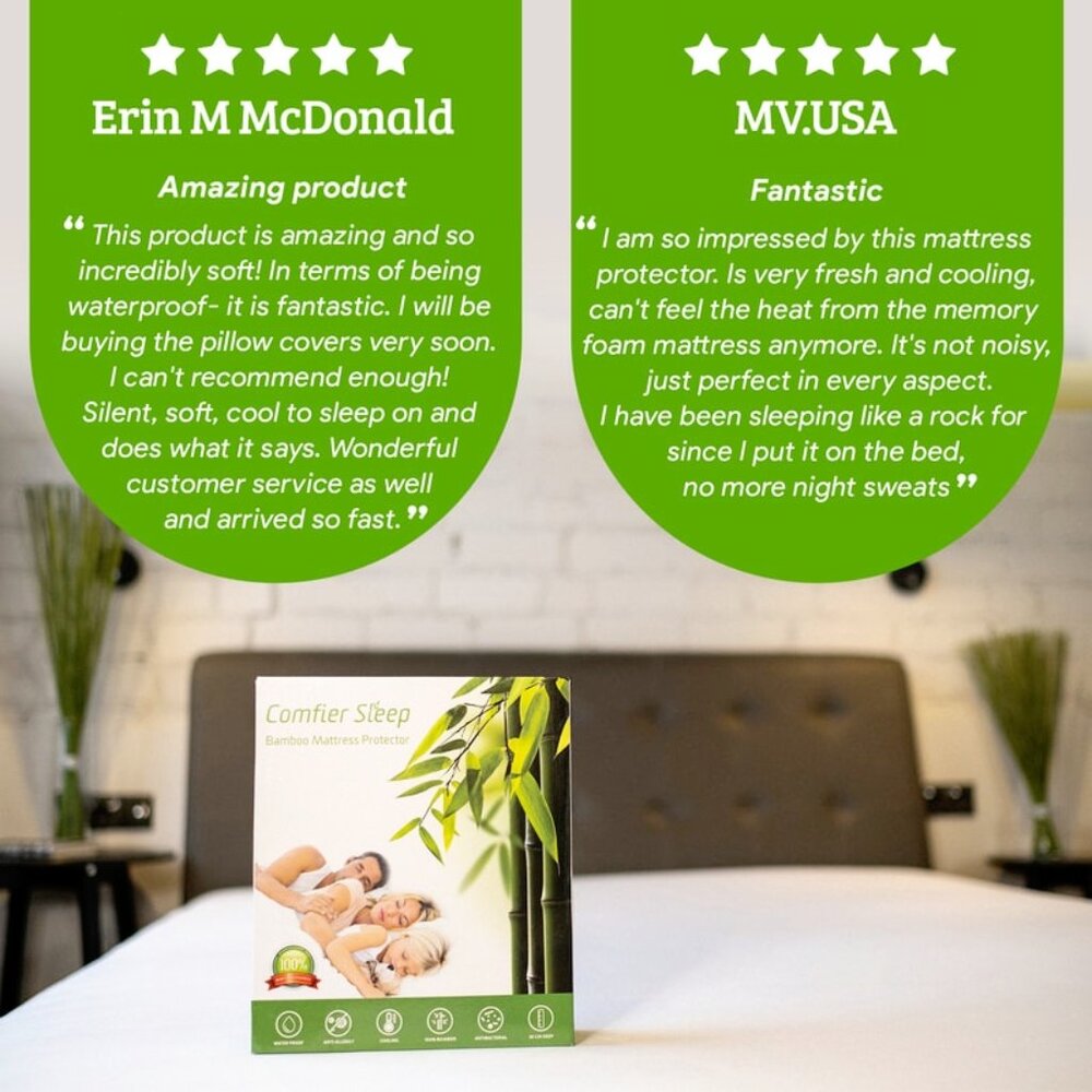 COMFIER SLEEP "100% Bamboo Mattress Protector" Waterproof- NaturallyCooling-KING - Picture 13 of 13